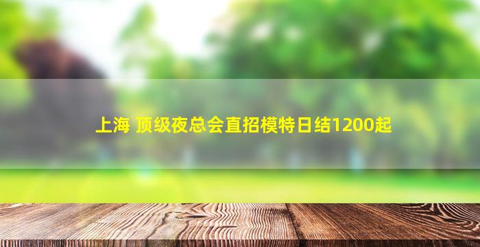 上海 顶级夜总会直招模特日结1200起